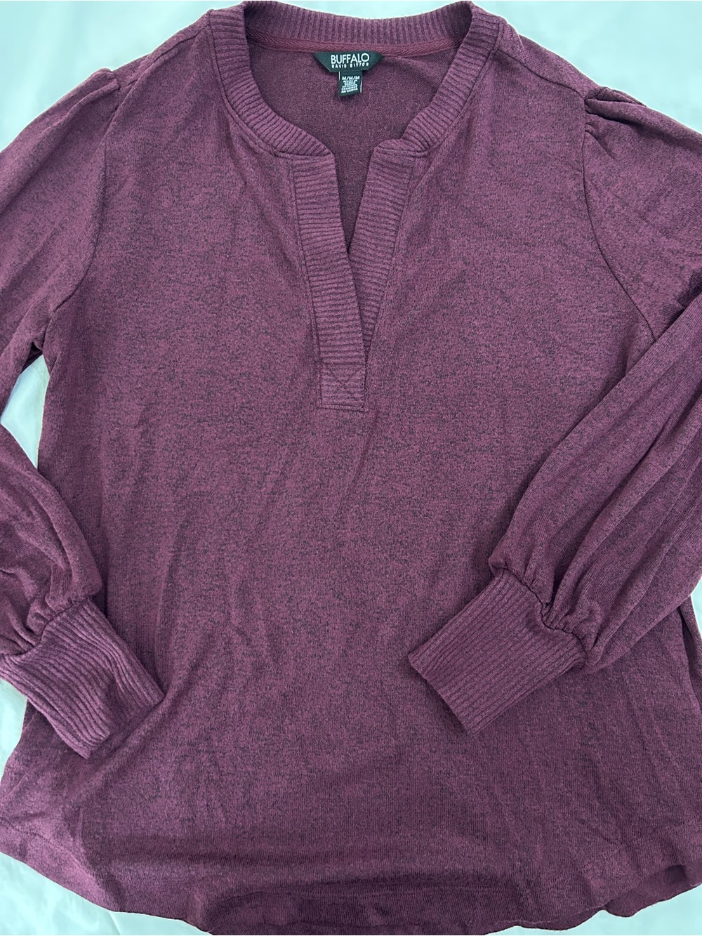 Buffalo David Bitton Women's Heathered Plum Split V-Neck Sweater